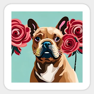 Frenchie French Bull Dog Roses Sticker